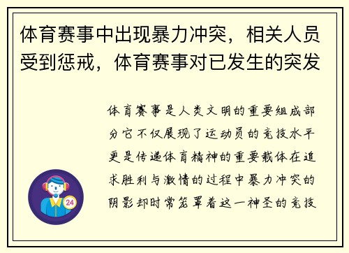 体育赛事中出现暴力冲突，相关人员受到惩戒，体育赛事对已发生的突发事件的现场处置流程_